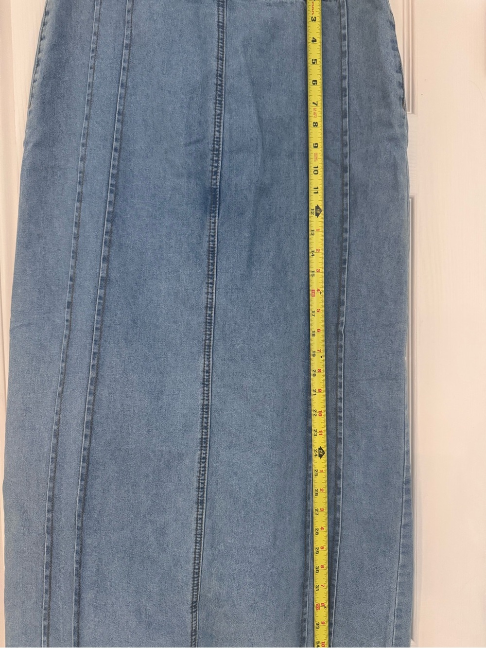Edikted Light Blue Ruffle-Front Women’s Jeans Skirt - Picture 3 of 3